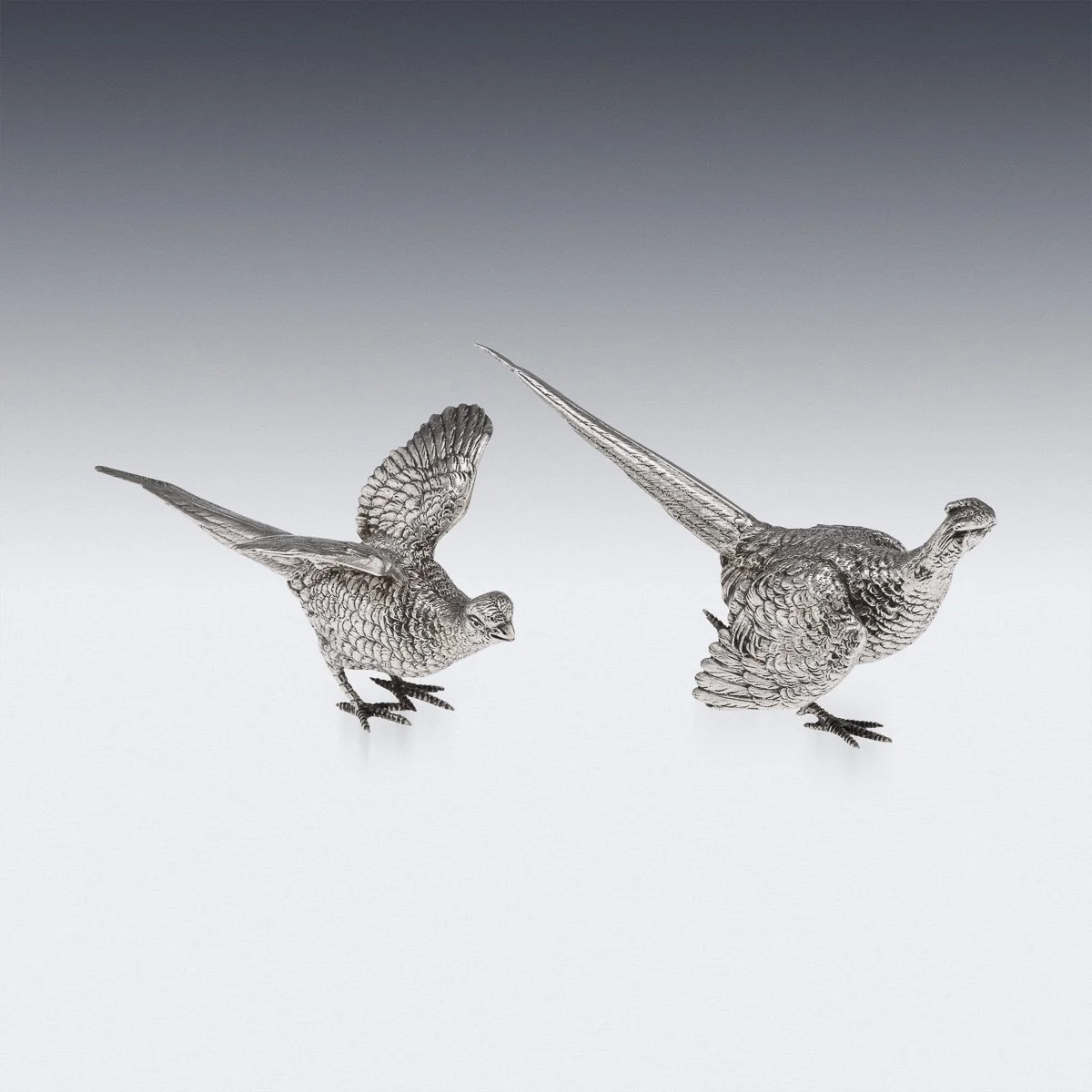 PUSHKINS.COM - J12504 - VINTAGE 20thC ENGLISH SOLID SILVER PAIR OF ORNAMENTAL PHEASANTS -  07.jpg