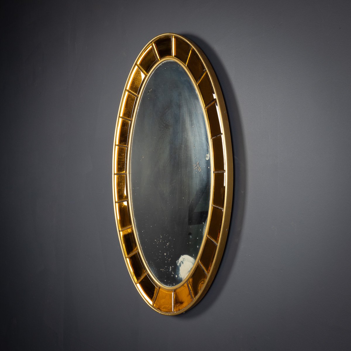 PUSHKINS.COM - D11092 - 20thC ITALIAN BRASS & GLASS OVAL MIRROR BY CRISTAL ARTE c.1950 - 04.jpg