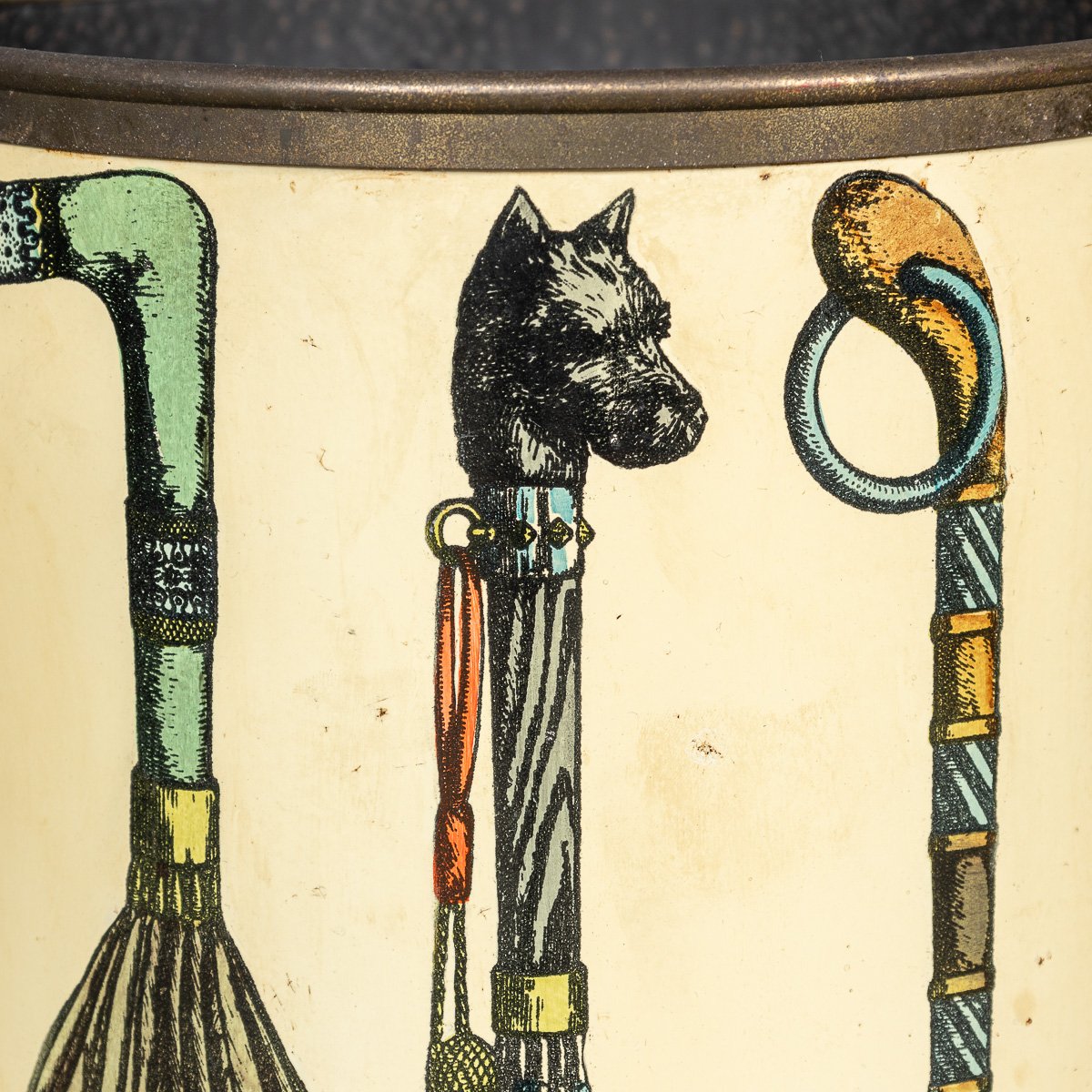 PUSHKINS.COM - D11143 - 20thC ITALIAN ROUND UMBRELLA & STICK STAND BY PIERO FORNASETTI c.1950 - 15.jpg