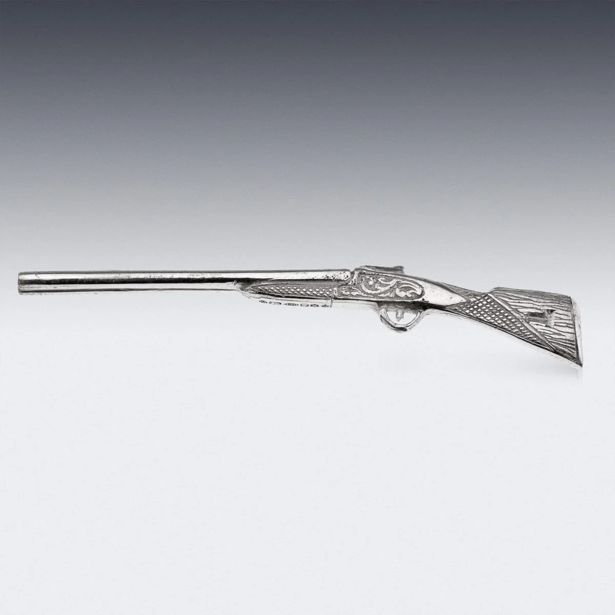 PUSHKINS.COM - C11441 - 21stC ENGLISH NOVELTY SET OF 10 SHOTGUN SHAPED SOLID SILVER BUTT MARKERS IN CASE - 06.jpg