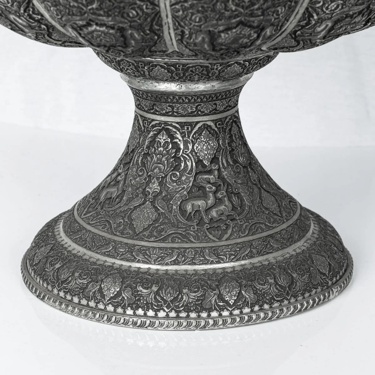 PUSHKINS.COM - A00171 - ANTIQUE 20thC PERSIAN SILVER PLATED GHALAMZANI BOWL ON STAND, ISFAHAN c.1900 - 19.jpg
