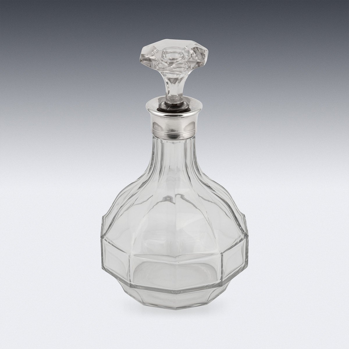 PUSHKINS.COM - D11326 - STUNNING 20thC FRENCH SOLID SILVER & CUT GLASS DECANTER - 05.jpg