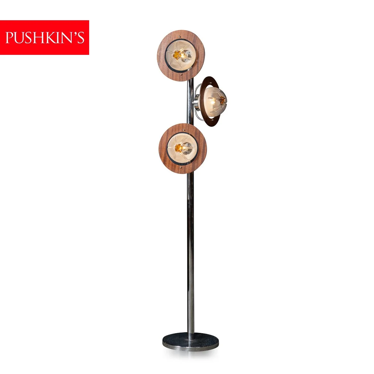 PUSHKINS.COM - B11447 - 20thC ITALIAN CHROME & GLASS FLOOR LAMP BY MAZZEGA, MURANO c.1970 - 02.jpg