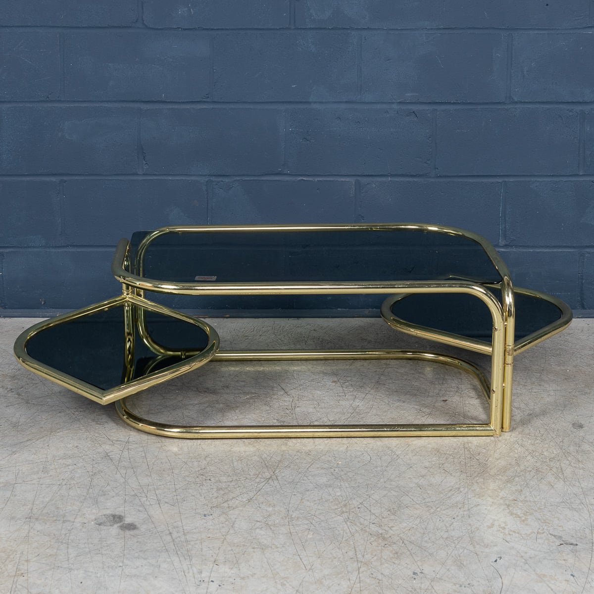 PUSHKINS.COM - 20thC ITALIAN BRASS FRAMED SMOKED GLASS COFFEE TABLE BY MOREX c.1980 - 11.jpg