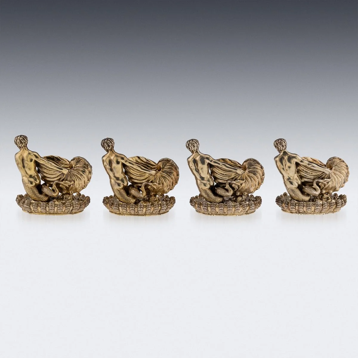PUSHKIN'S - ANTIQUE 19thC VICTORIAN SOLID SILVER SET OF FOUR SALTS, JOHN S. HUNT c.1855 - 7.jpg