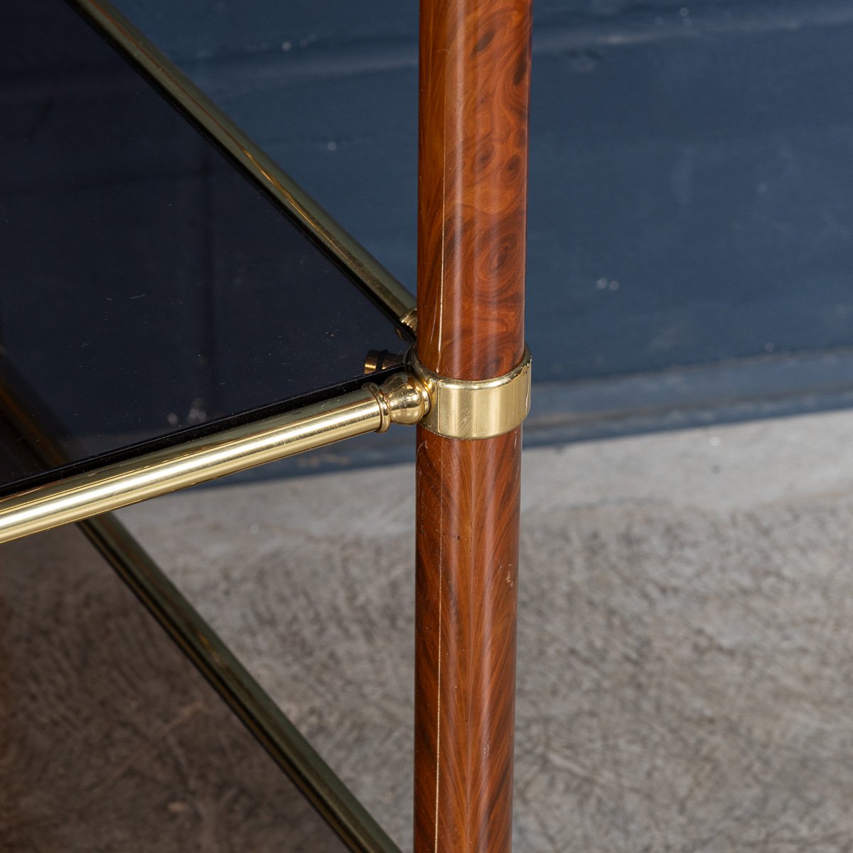 PUSHKINS.COM - B11307 - VINTAGE 20thC ITALIAN BRASS & SMOKED GLASS DRINKS TROLLEY c.1980 - 14.jpg