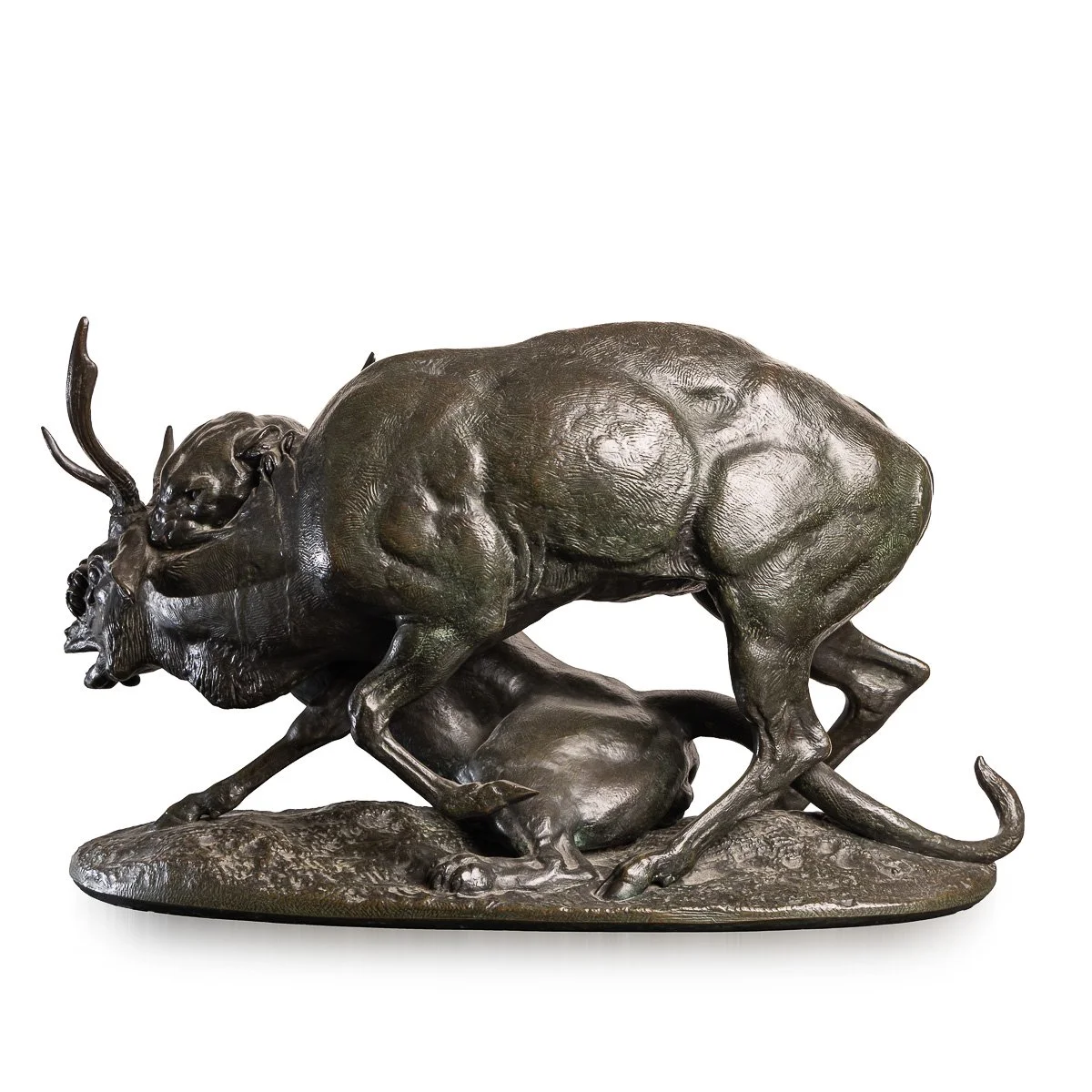 PUSHKINS.COM - A00101 - FRENCH BRONZE PANTHER & STAG HUNTING SCENE, ANTOINE-LOUIS BARYE (1796-1875) - 06.jpg