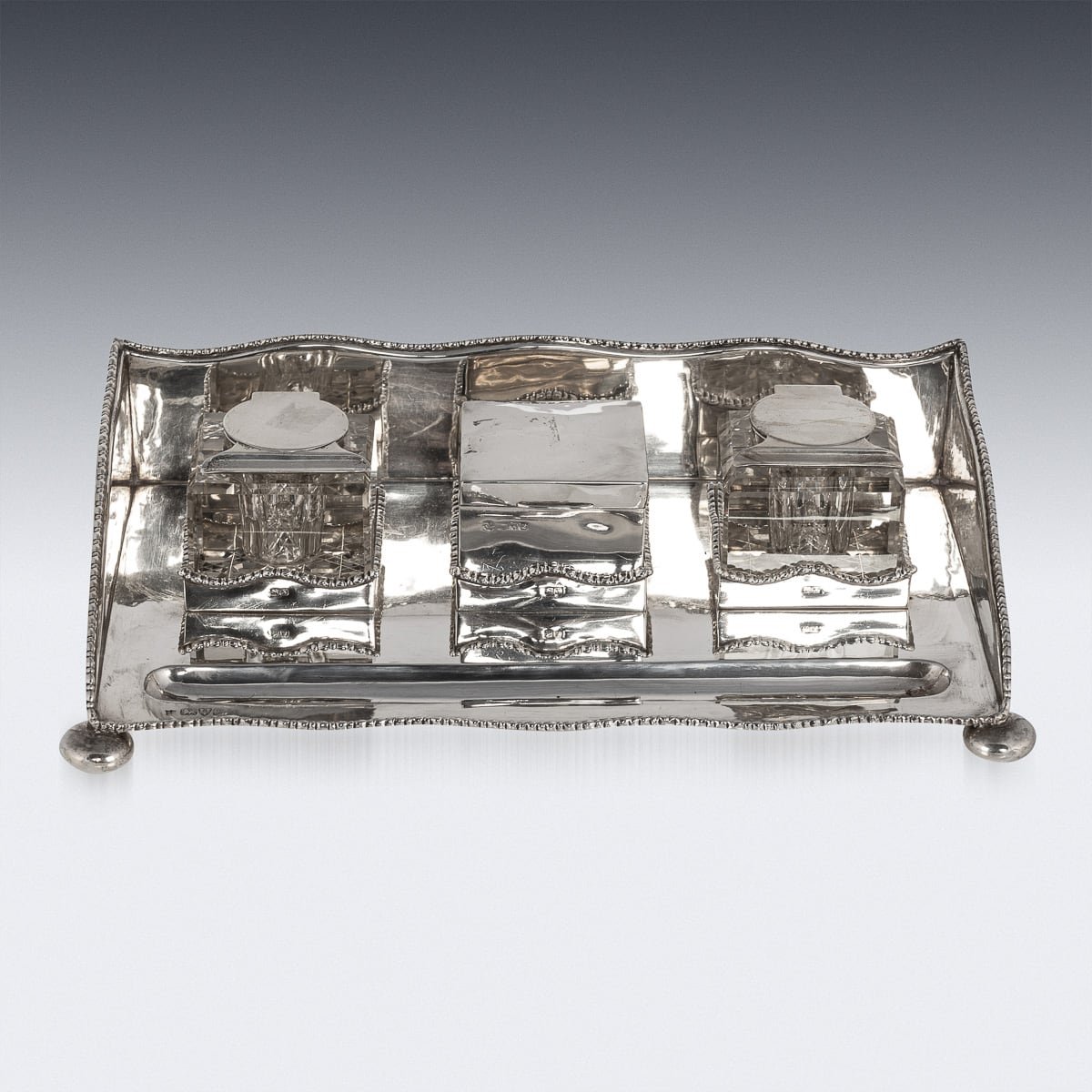 PUSHKINS.COM - B11247d - ANTIQUE 20thC EDWARDIAN SOLID SILVER INKWELL DESK SET, CHESTER c.1908 - 03.jpg