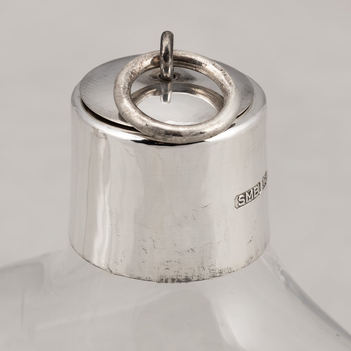 PUSHKIN'S - 21stC ENGLISH SOLID SILVER MOUNTED GLASS DECANTERS WITH HERALDIC ENGRAVING c.2007 - 6.jpg