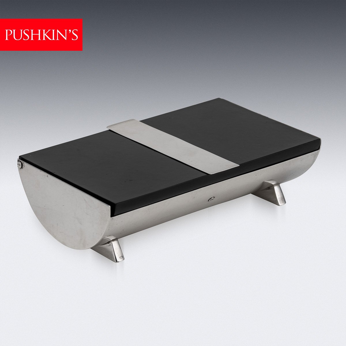 PUSHKINS.COM - D11356 - ANTIQUE 20thC ENGLISH ART DECO SOLID SILVER & LACQUER CIGARETTE BOX c.1920 - 02.jpg
