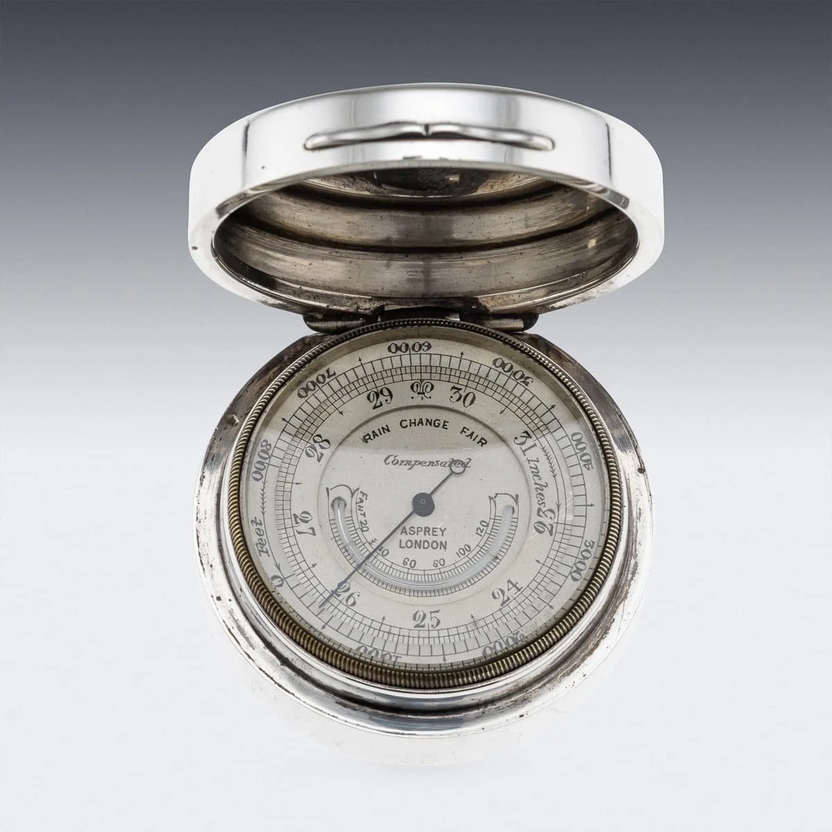 PUSHKINS.COM - C12088 - ANTIQUE 20thC ENGLISH SOLID SILVER BAROMETER, ASPREY OF LONDON c.1919 - 03.jpg