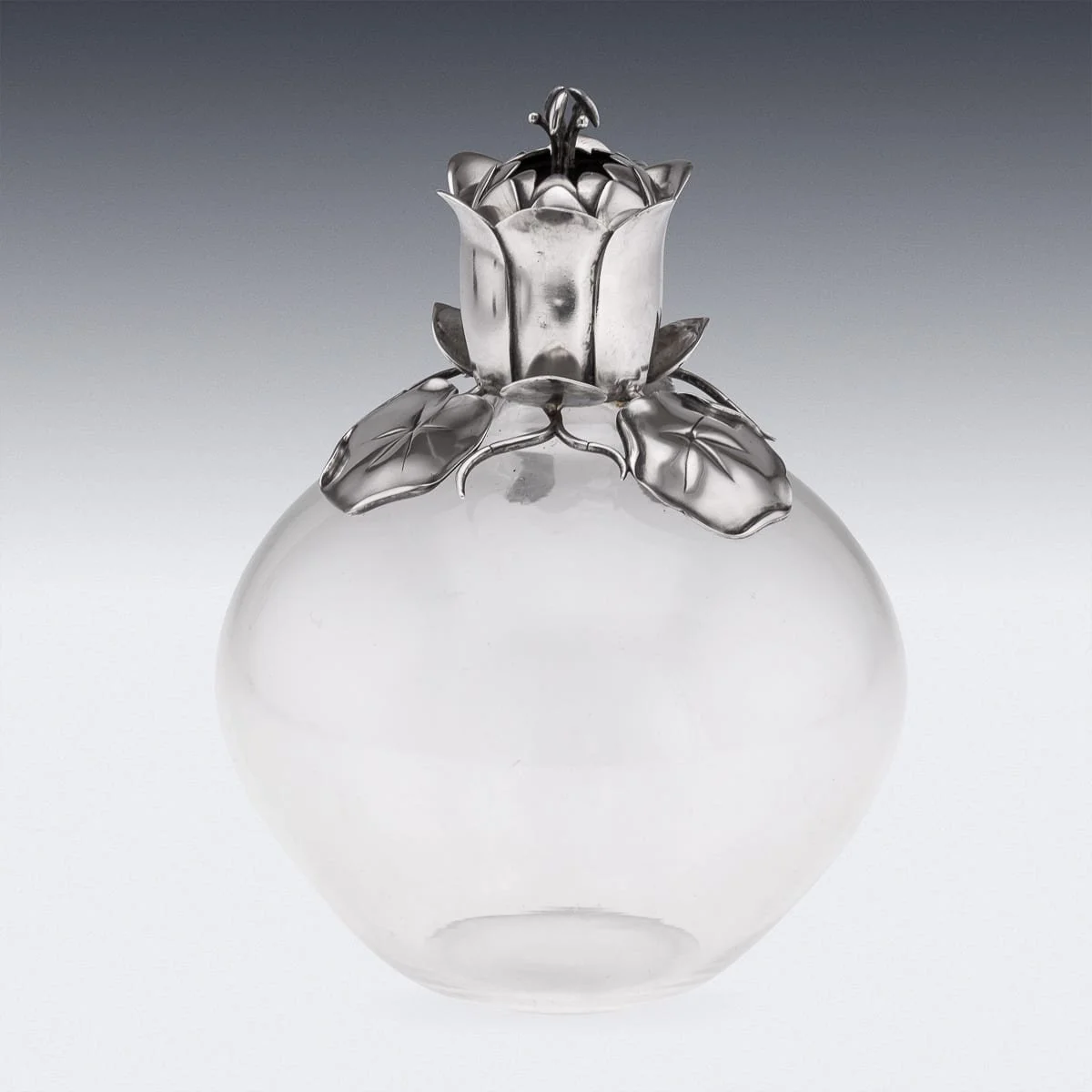 PUSHKINS.COM - J11489 - ANTIQUE 19thC VICTORIAN SOLID SILVER & CLEAR GLASS CLARET JUG c.1884 - 08.jpg
