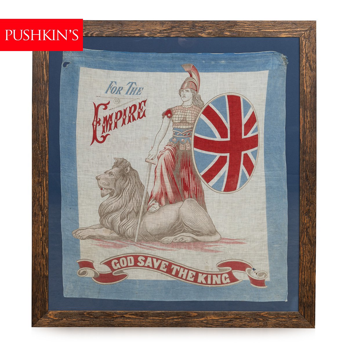 PUSHKINS.COM - D11340 - ANTIQUE 20thC FRAMED EDWARDIAN BRITANNIA FOR THE EMPIRE FLAG c.1905 - 02.jpg
