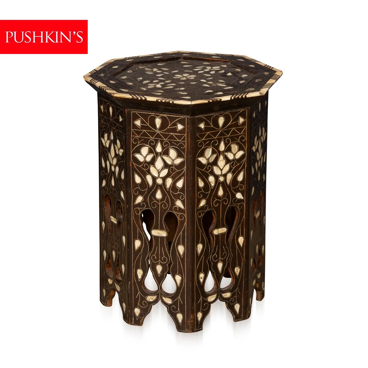 PUSHKINS.COM - Z12412 - ANTIQUE 20thC DARK WOOD & MOTHER OF PEARL MOORISH TABLE c.1920 - 02.jpg
