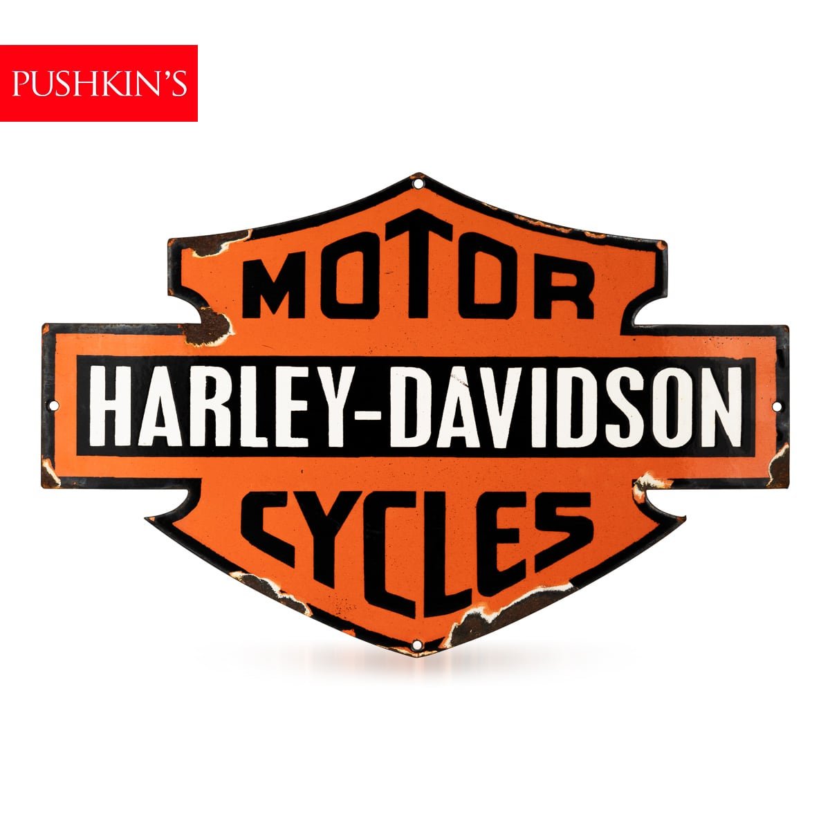 PUSHKINS.COM - A 20thC HARLEY-DAVIDSON MOTORCYCLES ENAMEL SIGN - 1.jpg