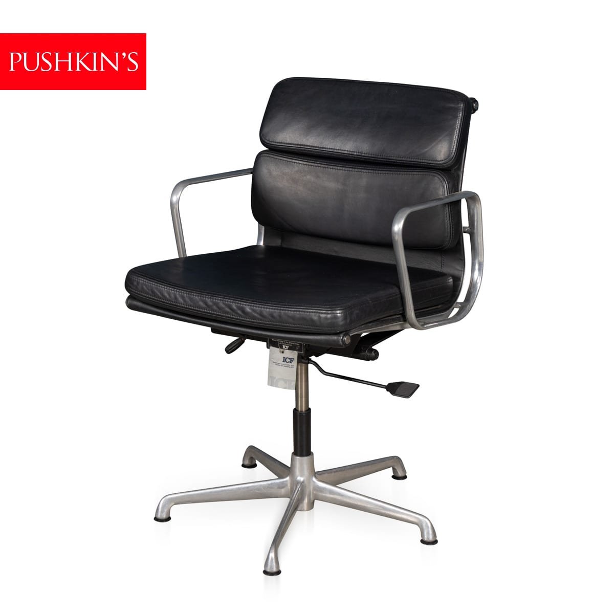 PUSHKINS.COM - B12278d - VINTAGE 20thC EA217 CHAIR IN BLACK LEATHER BY CHARLES & RAY EAMES FOR ICF - 02.jpg