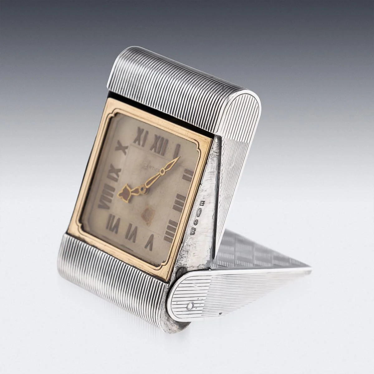 PUSHKINS.COM - J11496 - ANTIQUE 20thC CARTIER SOLID SILVER TRAVEL CLOCK c.1908 - 05.jpg