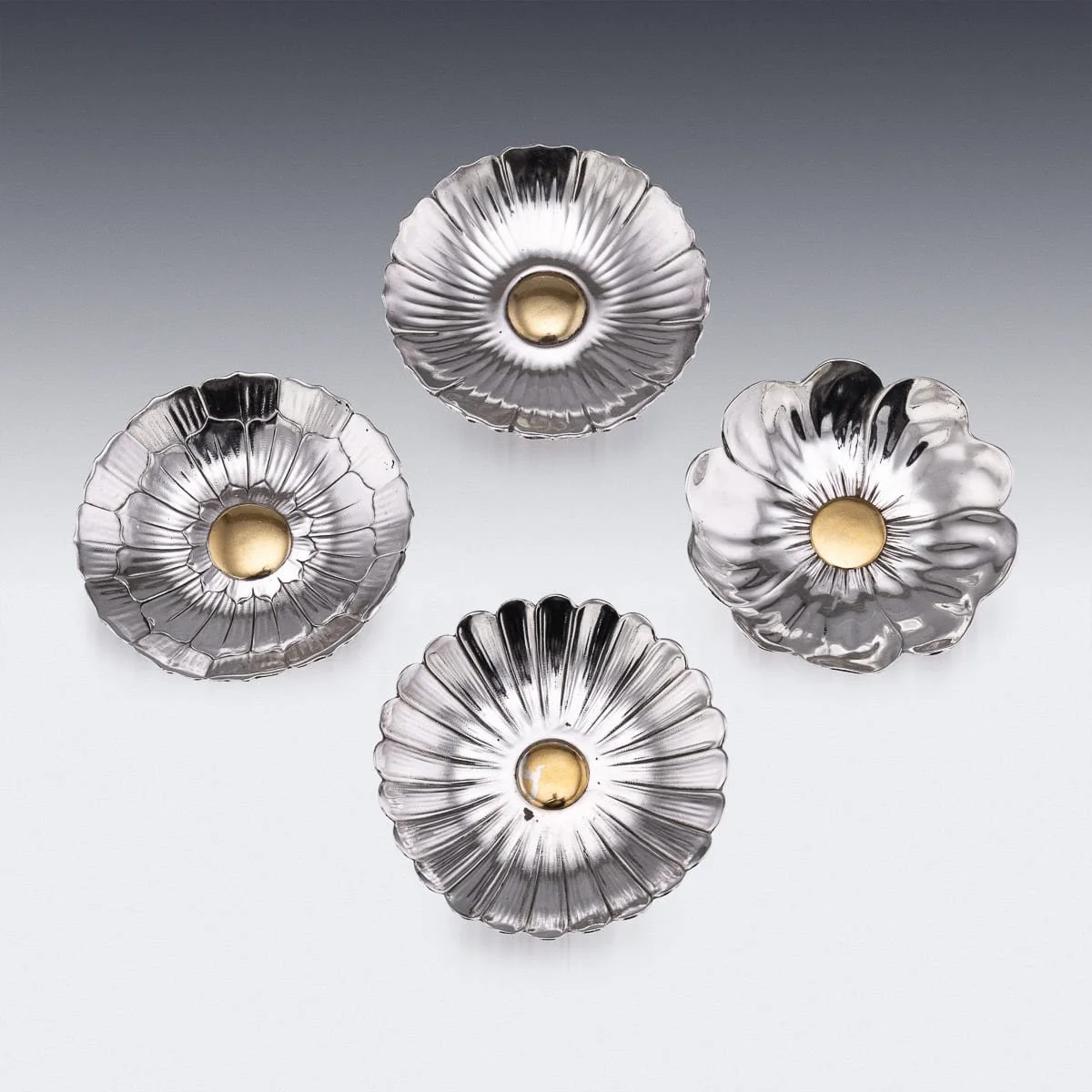 PUSHKINS.COM - J12127 - ANTIQUE 20thC FRENCH SOLID SILVER SET OF FOUR BUTTER DISHES BY CHRISTOFLE, PARIS - 05.jpg