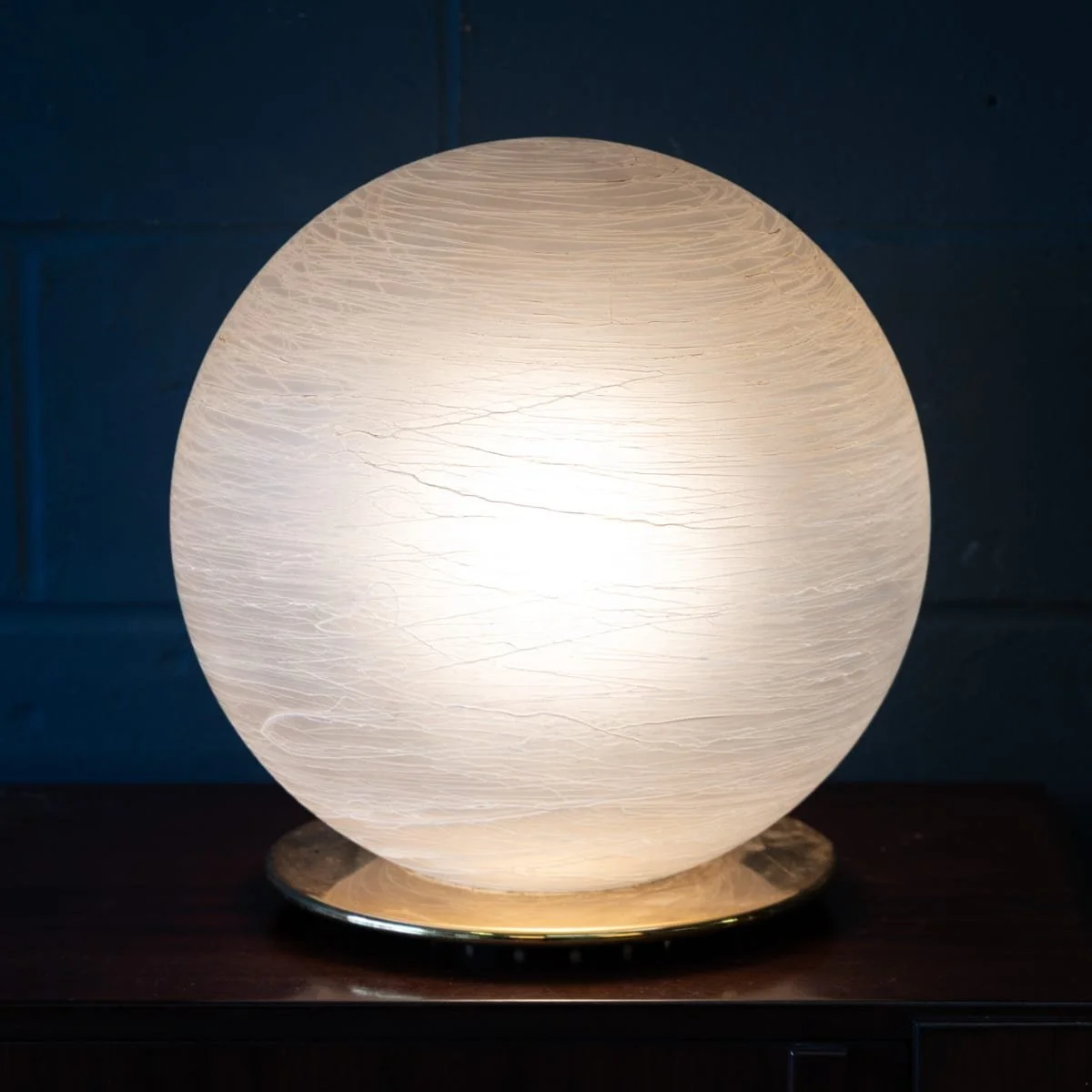 PUSHKINS.COM - B12262 - VINTAGE 20thC ITALIAN HAND BLOWN FROSTED GLASS GLOBE TABLE LAMP, MURANO - 05.jpg