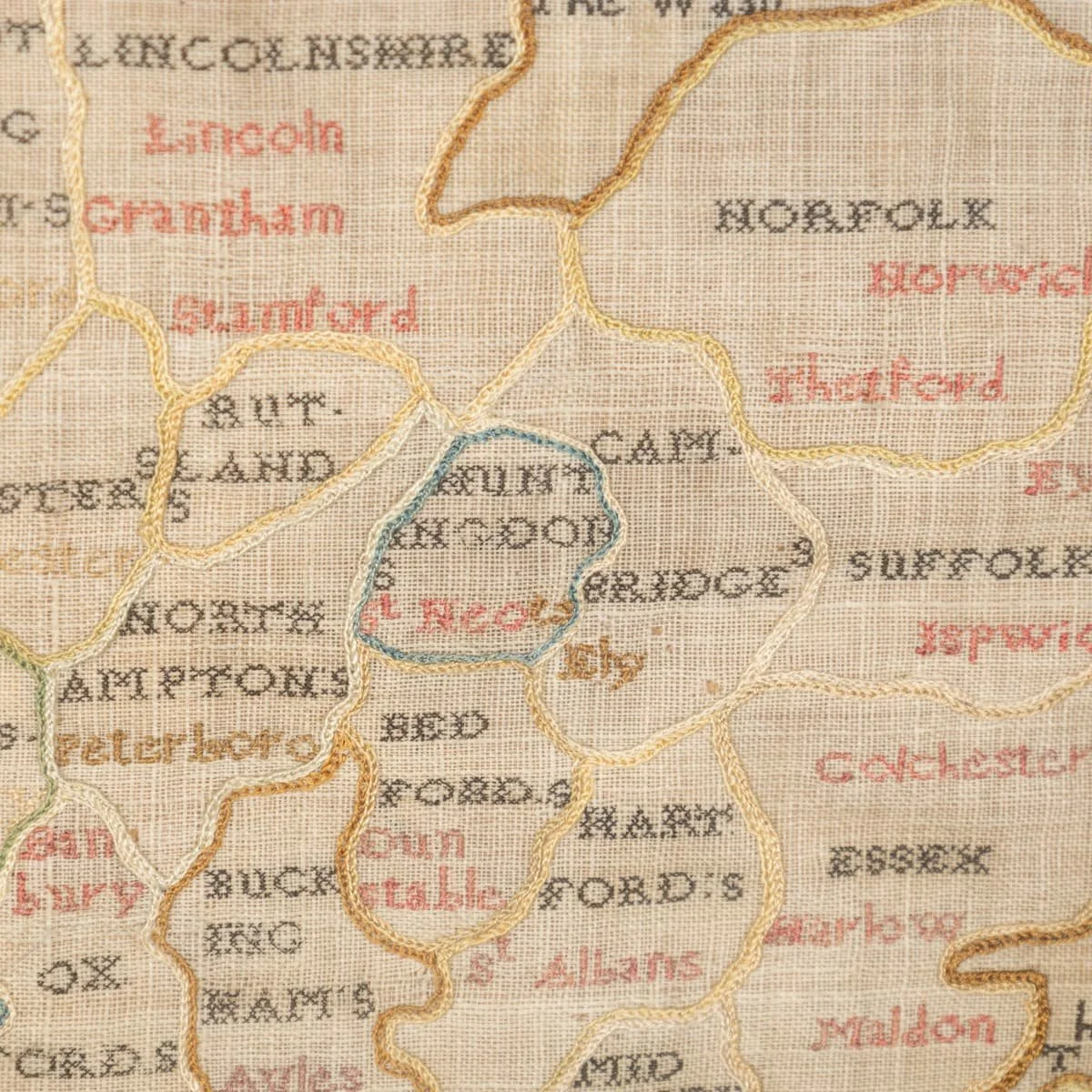 PUSHKINS.COM - B12336 - 18thC GEORGIAN SILKWORK MAP OF ENGLAND & WALES, WORKED BY ANN PERRY c.1796 - 29.jpg