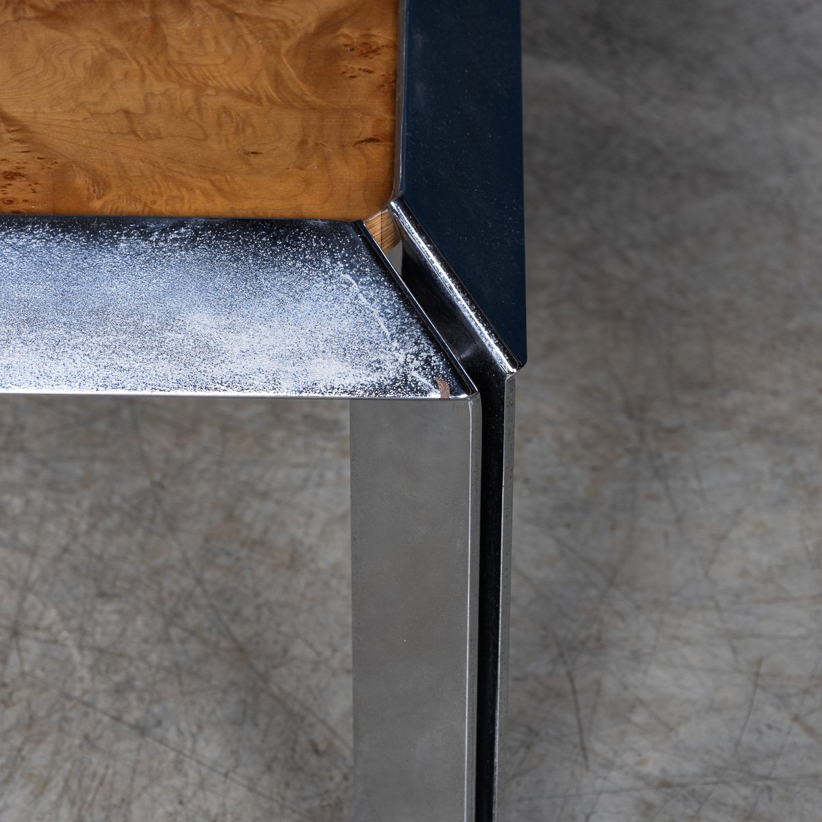 PUSHKINS.COM - B11294 - VINTAGE 20thC ITALIAN CHROME & BURR WALNUT COFFEE TABLE c.1980 - 17.jpg