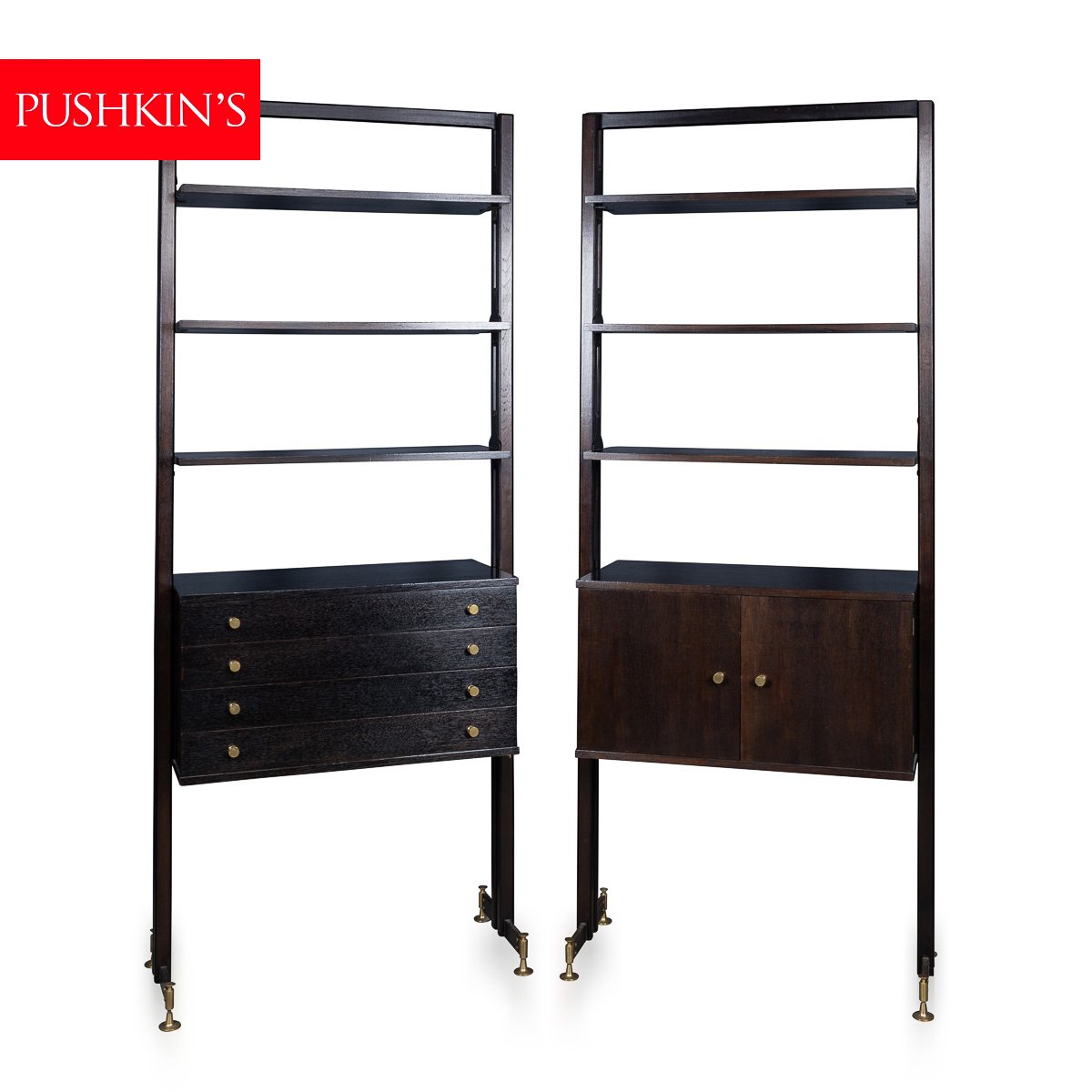 PUSHKINS.COM - D11123 - 20thC PAIR OF ITALIAN EBONISED WOODEN BOOKCASES c.1970 - 02.jpg