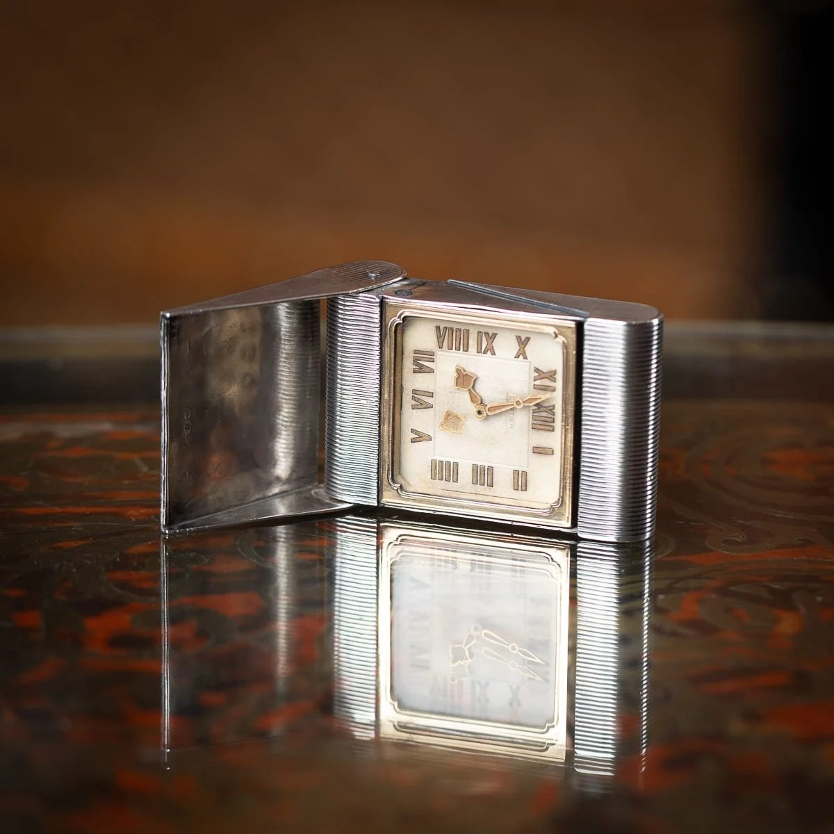 PUSHKINS.COM - J11496 - ANTIQUE 20thC CARTIER SOLID SILVER TRAVEL CLOCK c.1908 - 03.jpg