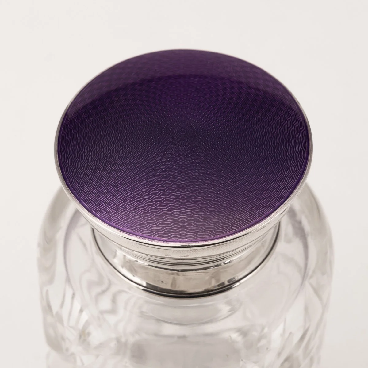 PUSHKINS.COM - Z12147 - 20thC ENGLISH SOLID SILVER, GUILLOCHÉ ENAMEL & CUT CRYSTAL JAR c.1927 - 13.jpg