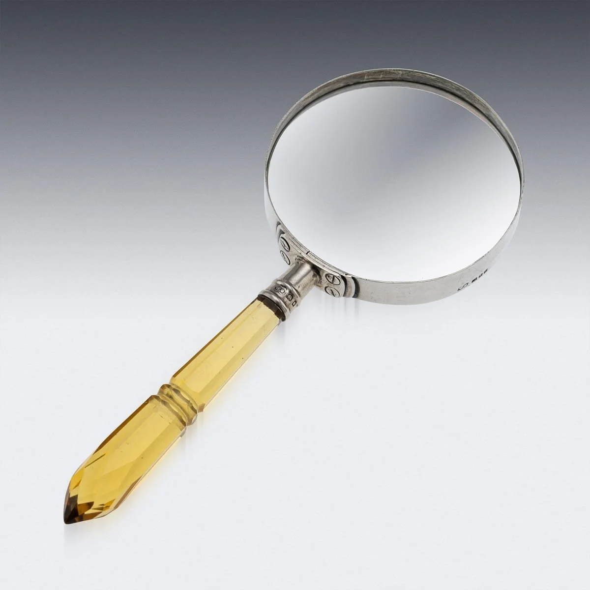 PUSHKINS.COM - J11909 - ANTIQUE 20thC ENGLISH SOLID SILVER & AMBER GLASS MAGNIFYING GLASS c.1910 - 04.jpg