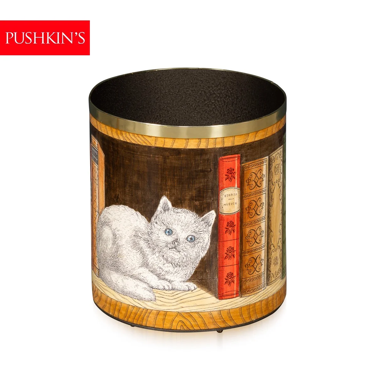 PUSHKINS.COM - B12339 - VINTAGE 20thC ITALIAN "LIBRERIA" WASTE PAPER BASKET BY PIERO FORNASETTI - 02.jpg