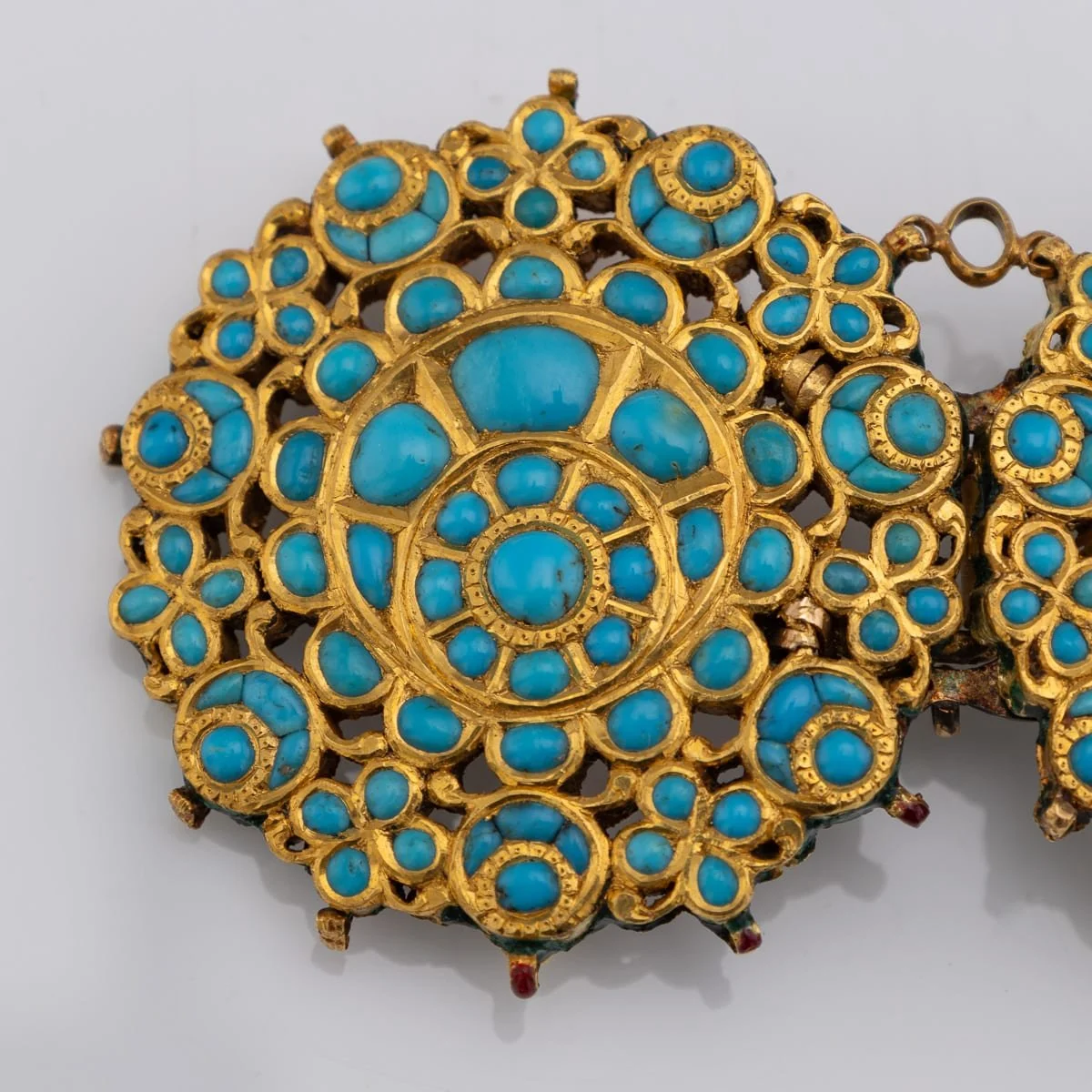 PUSHKINS.COM - A00150 - ANTIQUE 20thC INDIAN (JAIPUR) SOLID GOLD, TURQUOISE & ENAMEL BELT BUCKLE c.1920 - 06.jpg