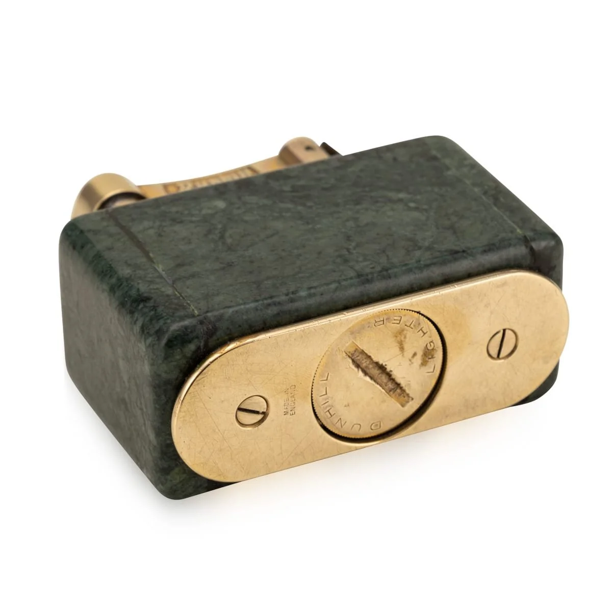 PUSHKINS.COM - Z12456 - VINTAGE 20thC GREEN SERPENTINE & GOLD PLATED DUNHILL TABLE LIGHTER c.1950 - 11.jpg