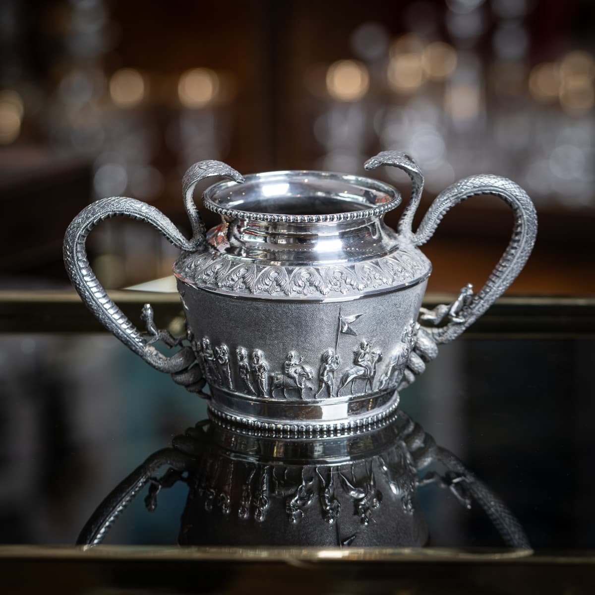 PUSHKINS.COM - A00214 - ANTIQUE 19thC INDIAN SOLID SILVER COBRA HANDLED SUGAR BOWL, MADRAS c.1890 - 03.jpg