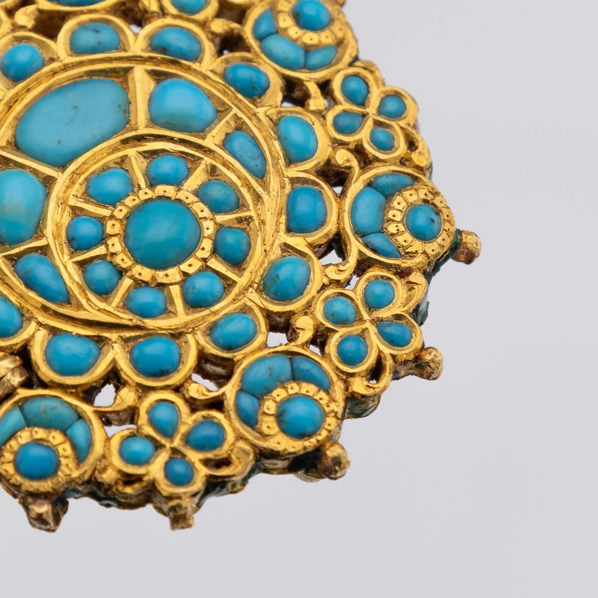 PUSHKINS.COM - A00150 - ANTIQUE 20thC INDIAN (JAIPUR) SOLID GOLD, TURQUOISE & ENAMEL BELT BUCKLE c.1920 - 10.jpg