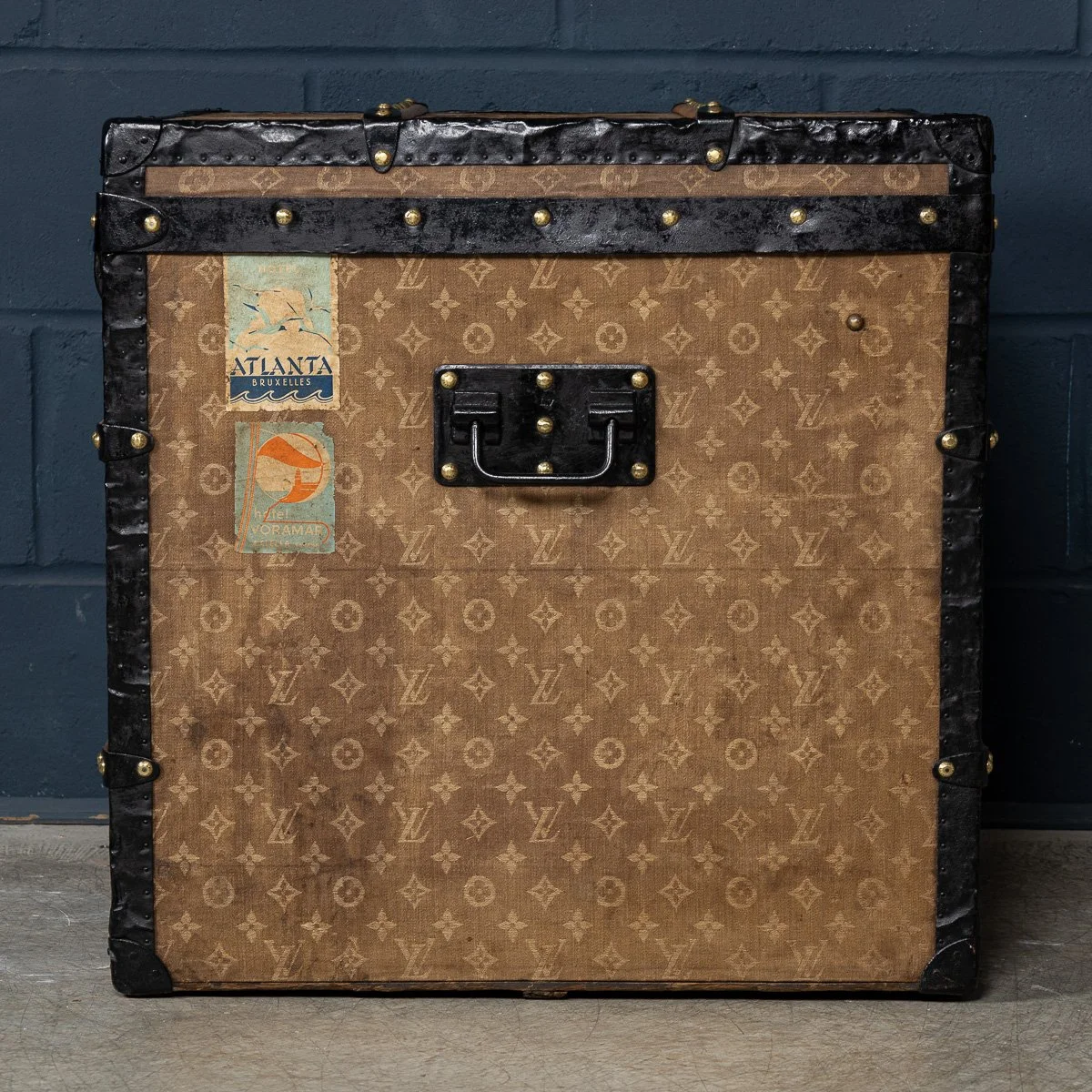 PUSHKINS.COM - B11503w - ANTIQUE 20thC LOUIS VUITTON HAT TRUNK IN WOVEN CANVAS, FRANCE c.1890 - 05.jpg