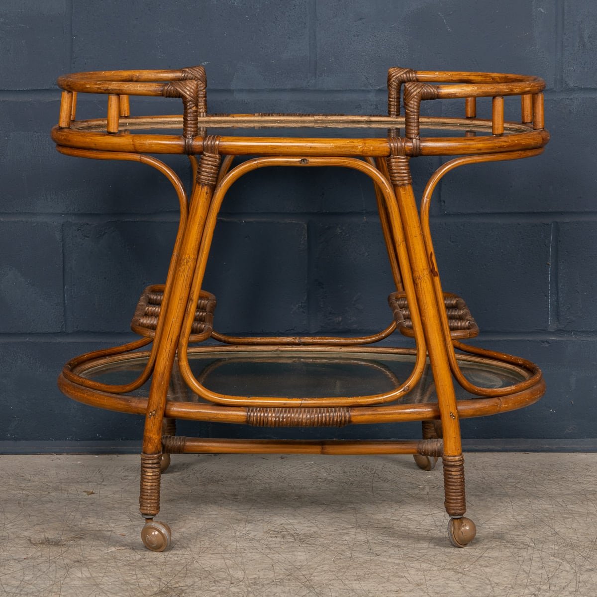 PUSHKIN'S - 20thC ITALIAN BAMBOO DRINKS TROLLEY c.1970 - 8.jpg