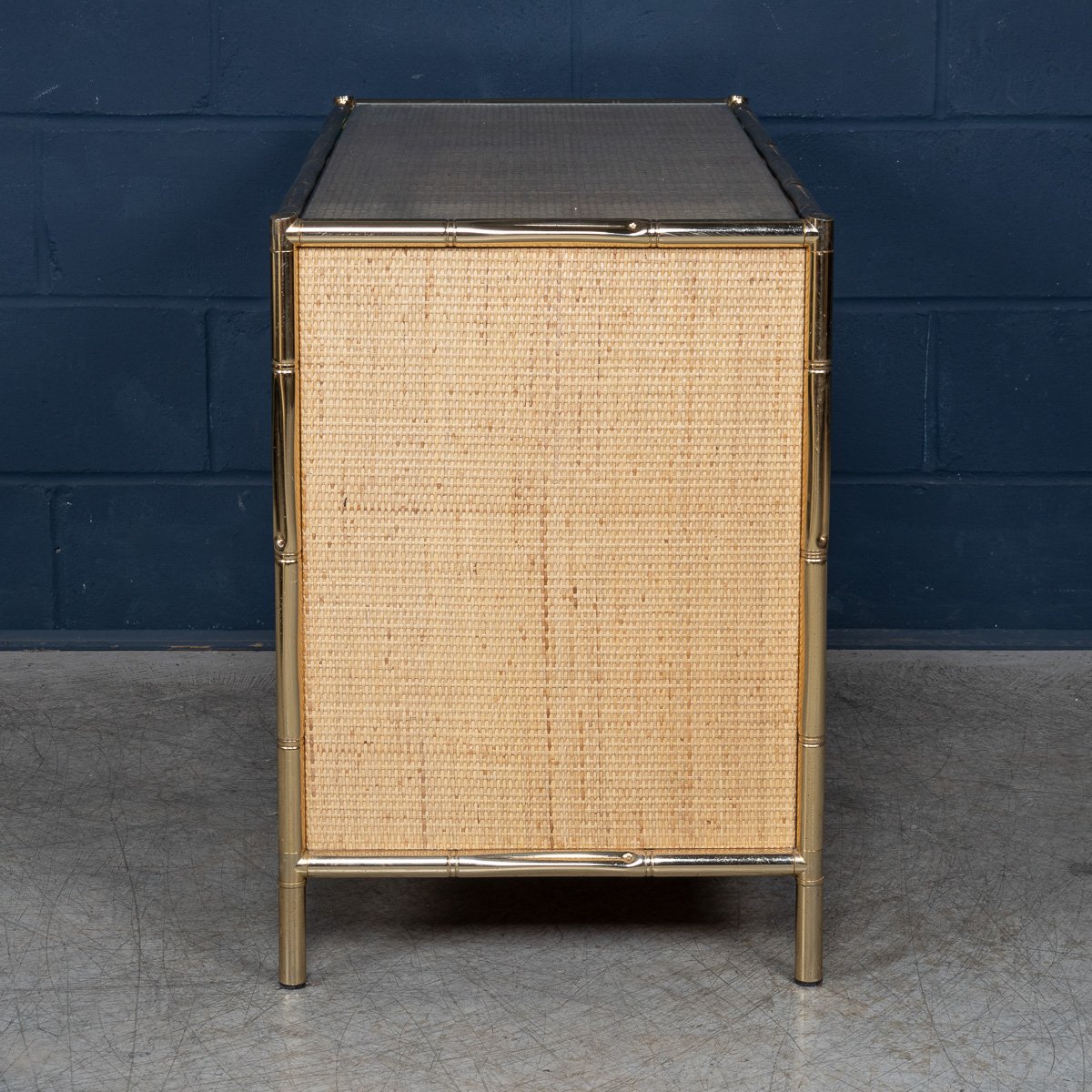 PUSHKINS.COM - B11291 - VINTAGE 20thC ITALIAN BRASS FRAMED RATTAN & FAUX BAMBOO CABINET c.1980 - 05.jpg