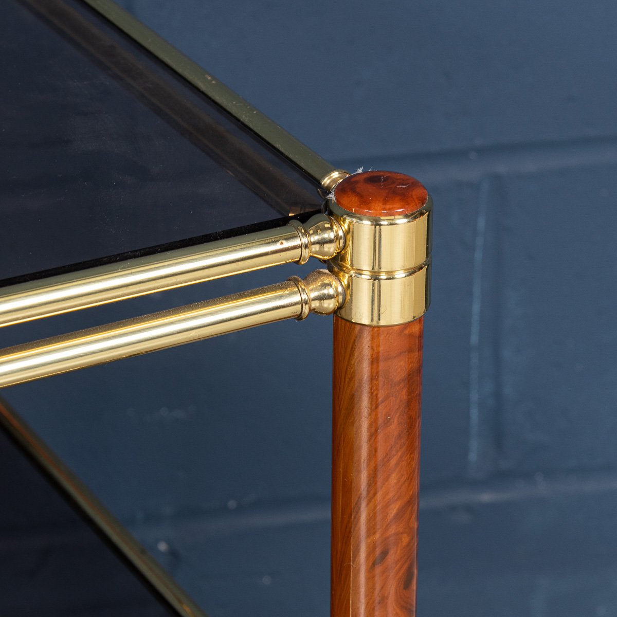PUSHKINS.COM - B11307 - VINTAGE 20thC ITALIAN BRASS & SMOKED GLASS DRINKS TROLLEY c.1980 - 13.jpg