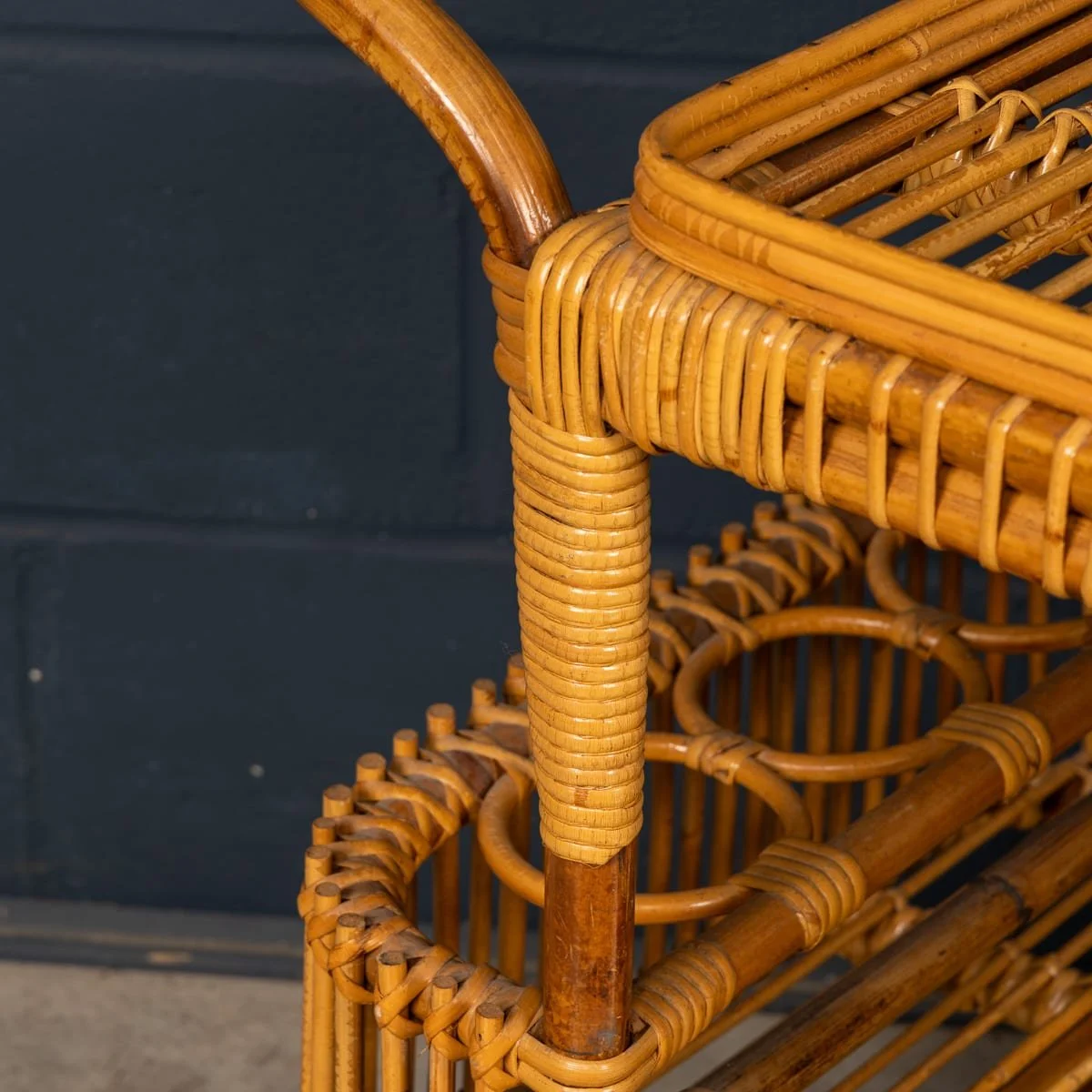 PUSHKINS.COM - B11868 - VINTAGE 20thC ITALIAN RATTAN & BAMBOO DRINKS TROLLEY c.1960 - 16.jpg