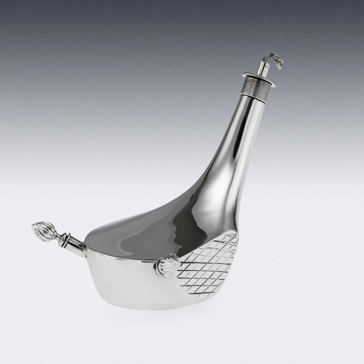 PUSHKINS.COM - J12487 - ANTIQUE 20thC SOLID SILVER 'GOLF DRIVER' CIGAR TABLE LIGHTER, LONDON c.1913 -04.jpg