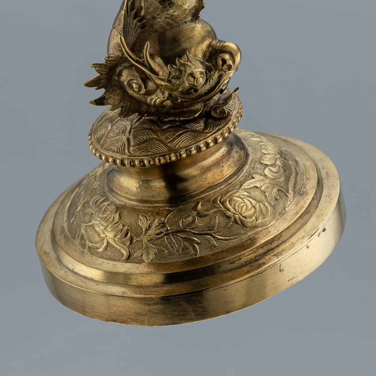 PUSHKINS.COM - J11904 - ANTIQUE 19thC CHINESE GILT SOLID SILVER MOUNTED NAUTILUS SHELL CENTREPIECE - 19.jpg