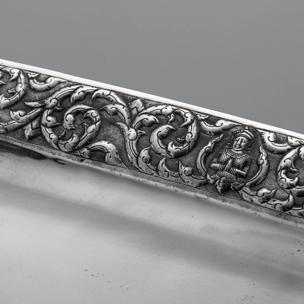 PUSHKINS.COM - A00116 - ANTIQUE 20thC THAI SOLID SILVER FOUR PIECE TEA SET ON TRAY c.1950 - 13.jpg