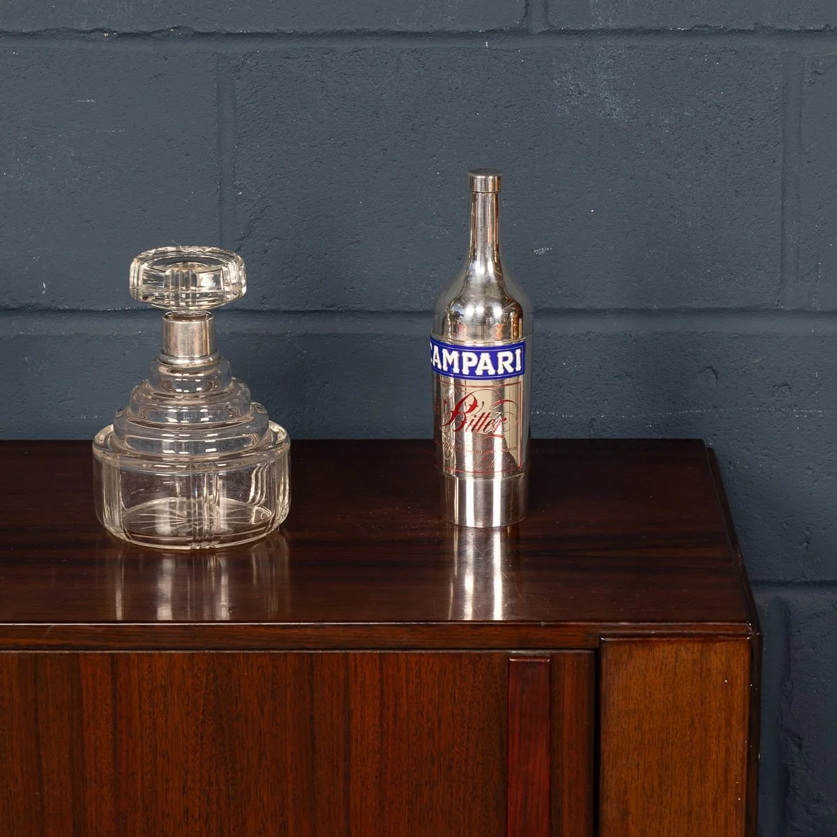 PUSHKINS.COM - B11837 - 20thC ITALIAN SILVER PLATED NOVELTY 'CAMPARI BOTTLE' COCKTAIL SHAKER c.1970 - 03.jpg
