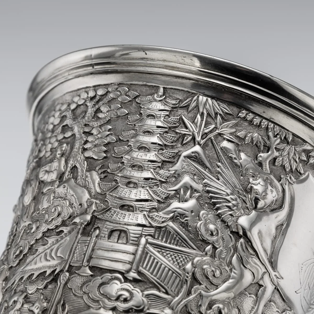 PUSHKINS.COM - A00157 - ANTIQUE 19thC CHINESE EXPORT SOLID SILVER GOBLET, LEE CHING c.1890 -12.jpg