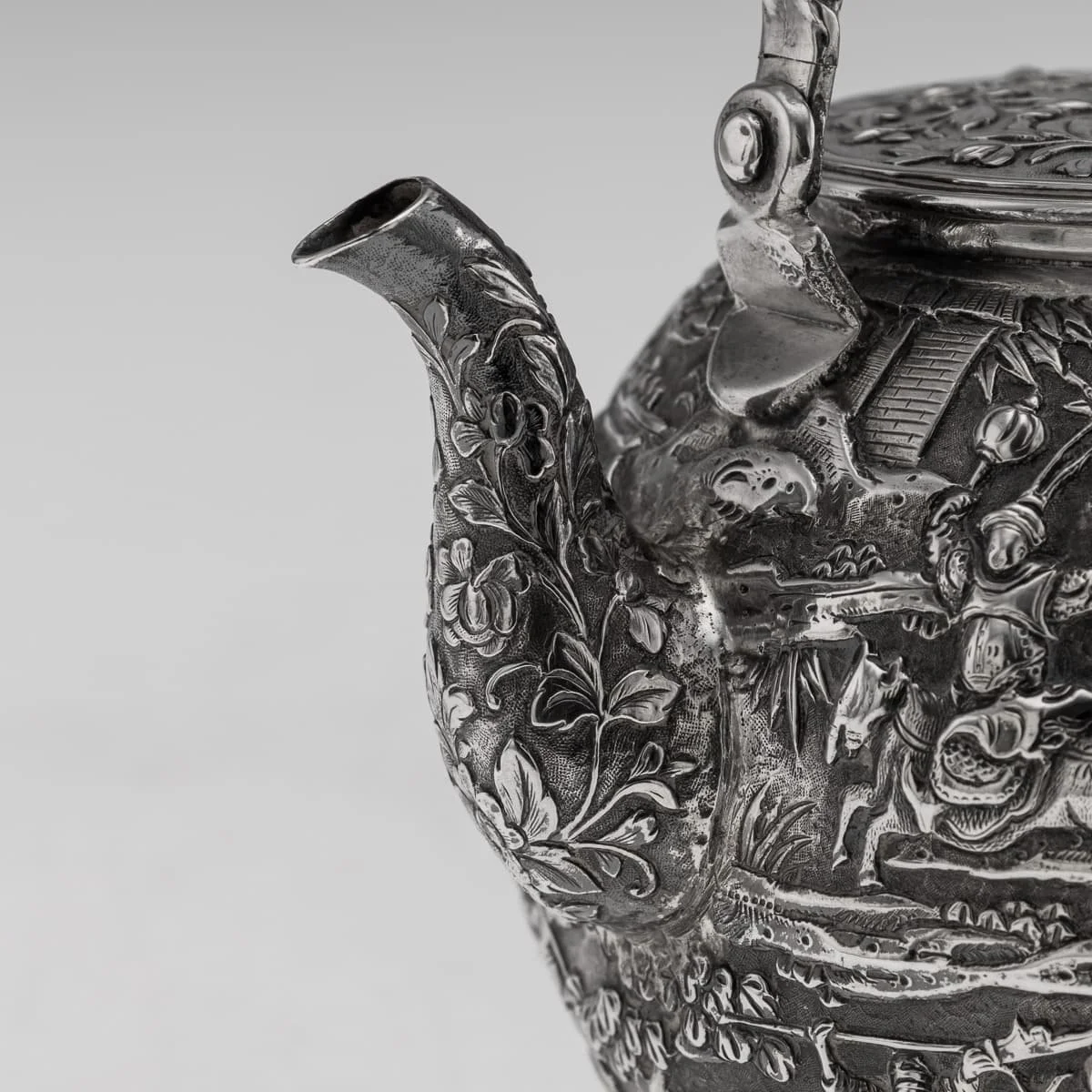 PUSHKINS.COM - A00238 - ANTIQUE 19thC CHINESE EXPORT SOLID SILVER TEAPOT, LEE CHING c.1890 -13.jpg