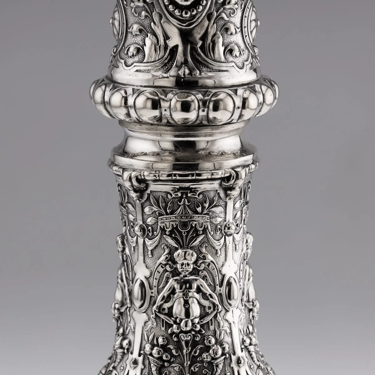 PUSHKIN'S - ANTIQUE 20thC GERMAN PAIR OF LARGE SOLID SILVER & CUT GLASS WINE JUGS c.1900 - 18.jpg