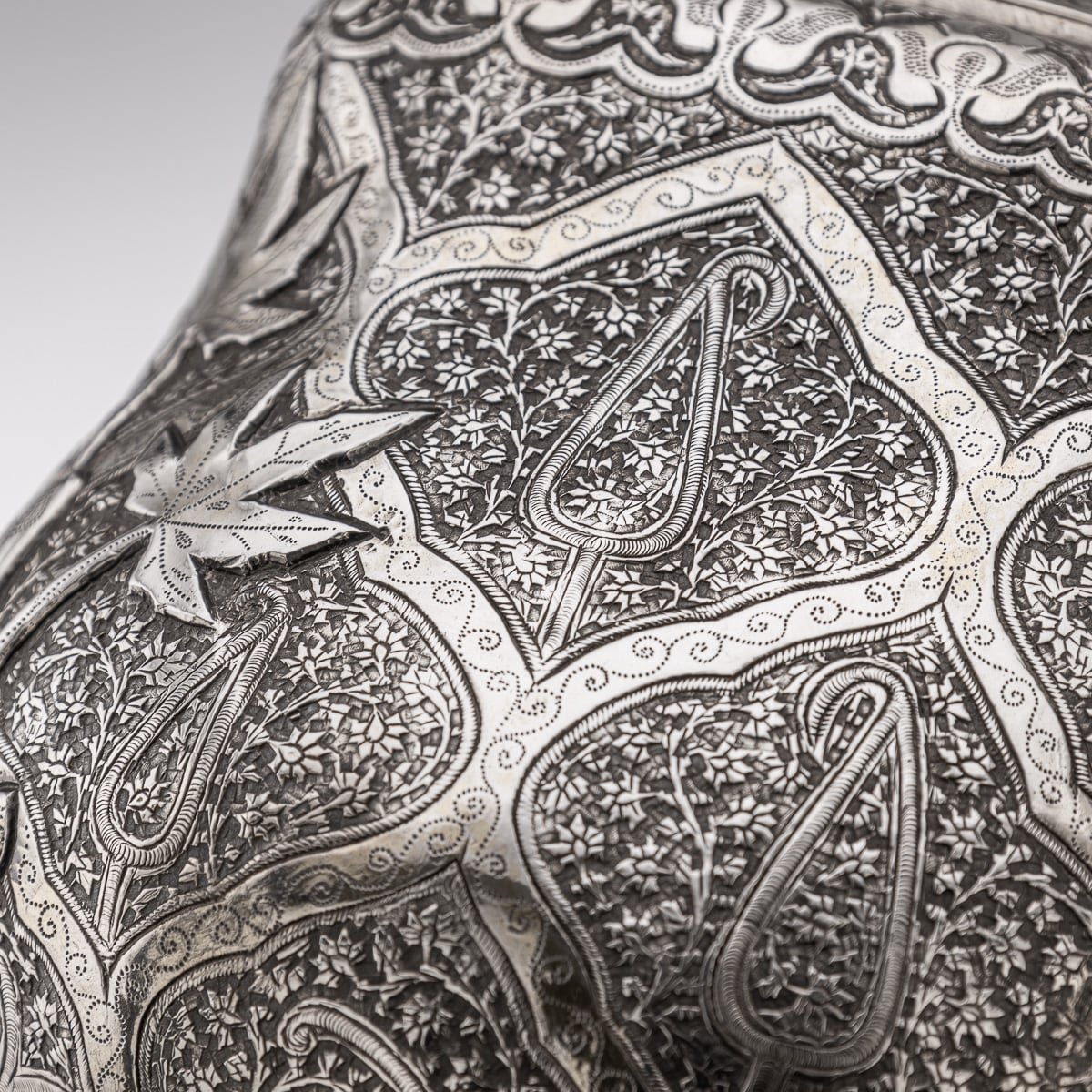 PUSHKINS.COM - ANTIQUE 20thC INDIAN SOLID SILVER THREE PIECE TEA SERVICE ON TRAY, KASHMIR c1900 - 23.jpg