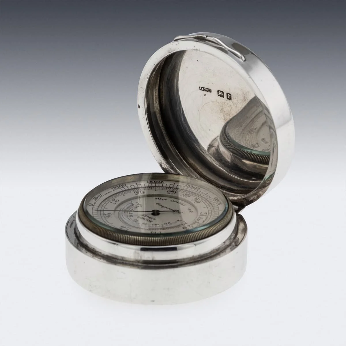 PUSHKINS.COM - C12088 - ANTIQUE 20thC ENGLISH SOLID SILVER BAROMETER, ASPREY OF LONDON c.1919 - 04.jpg