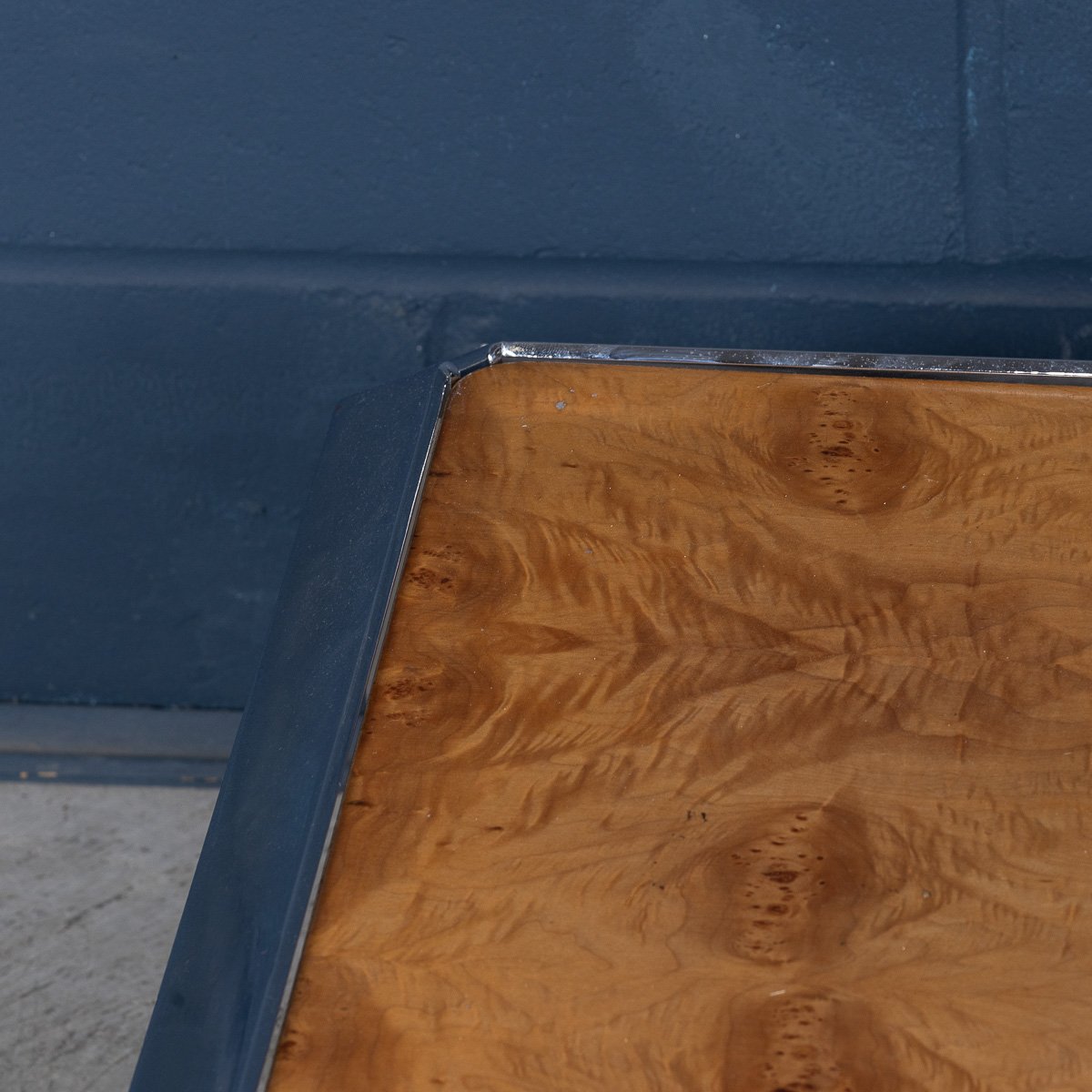 PUSHKINS.COM - B11294 - VINTAGE 20thC ITALIAN CHROME & BURR WALNUT COFFEE TABLE c.1980 - 09.jpg