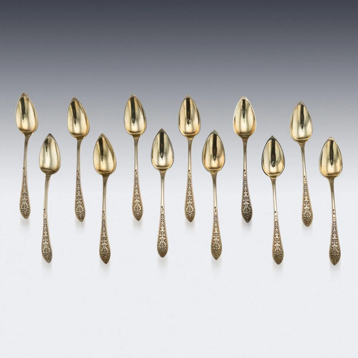 PUSHKINS.COM - N12170 - ANTIQUE 19thC FRENCH EMPIRE SOLID SILVER CONFITURIER & TWELVE SPOONS SET c.1800 - 14.jpg